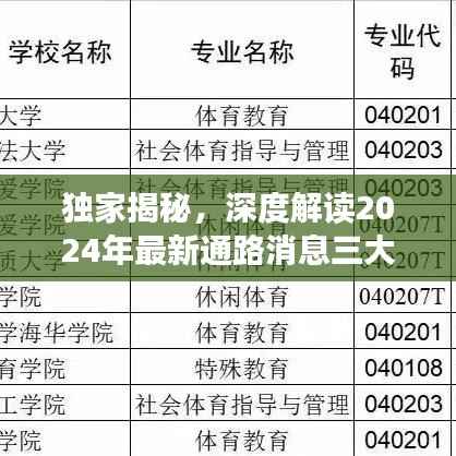 独家揭秘,深度解读2024年最新通路消息三大要点前瞻展望