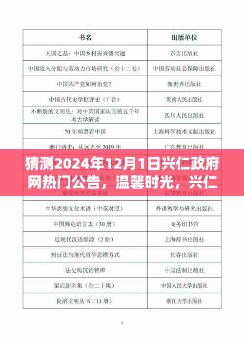 兴仁政府网预告,温馨时光下的未来公告,揭晓2024年12月1日热门公告