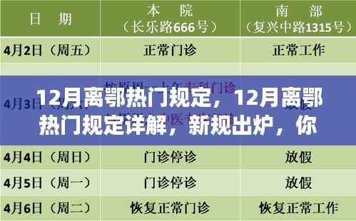 12月离鄂热门规定,12月离鄂热门规定详解,新规出炉,你准备好了吗?