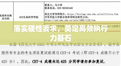 落实硬性要求,奠定高效执行力基石