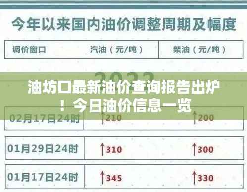 油坊口最新油价查询报告出炉!今日油价信息一览