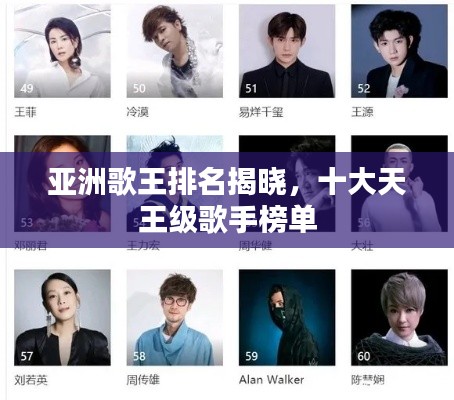 亚洲歌王排名揭晓,十大天王级歌手榜单