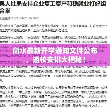 衡水最新开学通知文件公布,返校安排大揭秘!